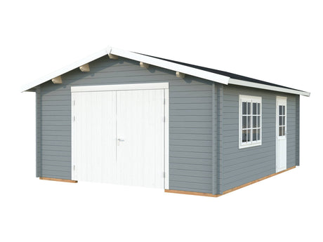 Roger S (4.7x5.7m | 23.9m2 | 44mm) Log Garage with Wooden Gate - Palmako UK