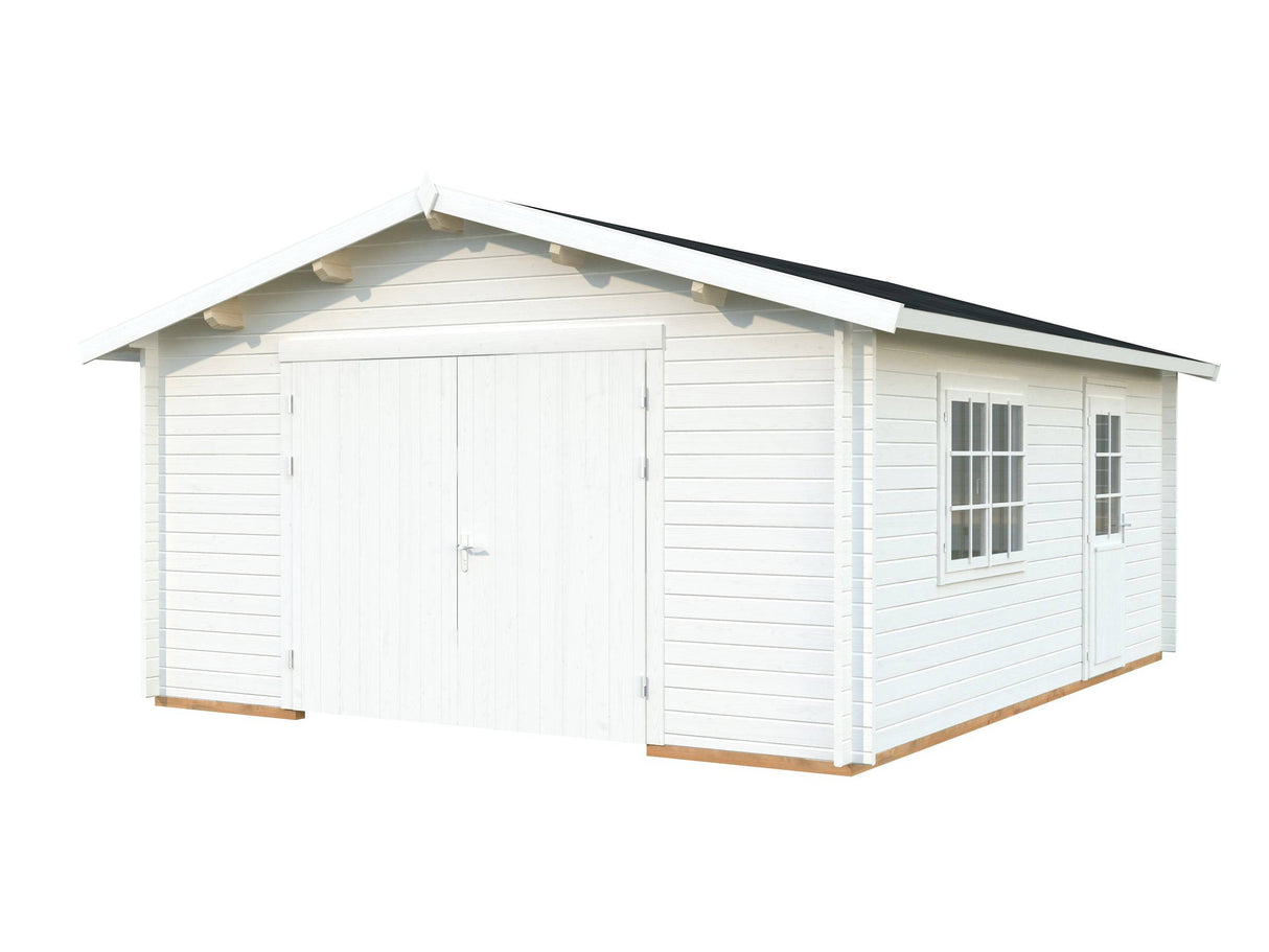 Roger S (4.7x5.7m | 23.9m2 | 44mm) Log Garage with Wooden Gate - Palmako UK