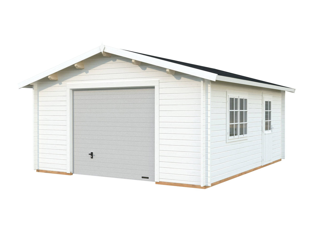 Roger S (4.7x5.7m | 23.9m2 | 44mm) Log Garage with Sectional Door - Palmako UK