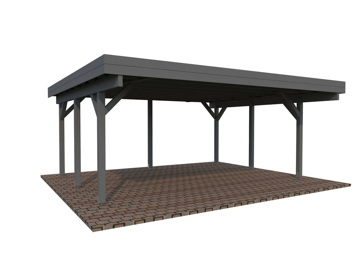 Karl M (6.0x5.1m | 20.6m2) Modern Flat Roof Double Carport or Large Pavilion - Palmako UK