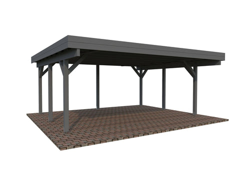 Karl M (6.0x5.1m | 20.6m2) Modern Flat Roof Double Carport or Large Pavilion - Palmako UK