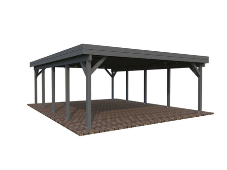 Karl XL (6.0x7.6m | 40.6m2) Flat Roof Double Carport or Large Pavilion - Palmako UK
