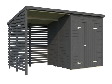 Leif L (3.7x1.7m | 3.0+2.9m2) Practical Garden Shed - Palmako UK