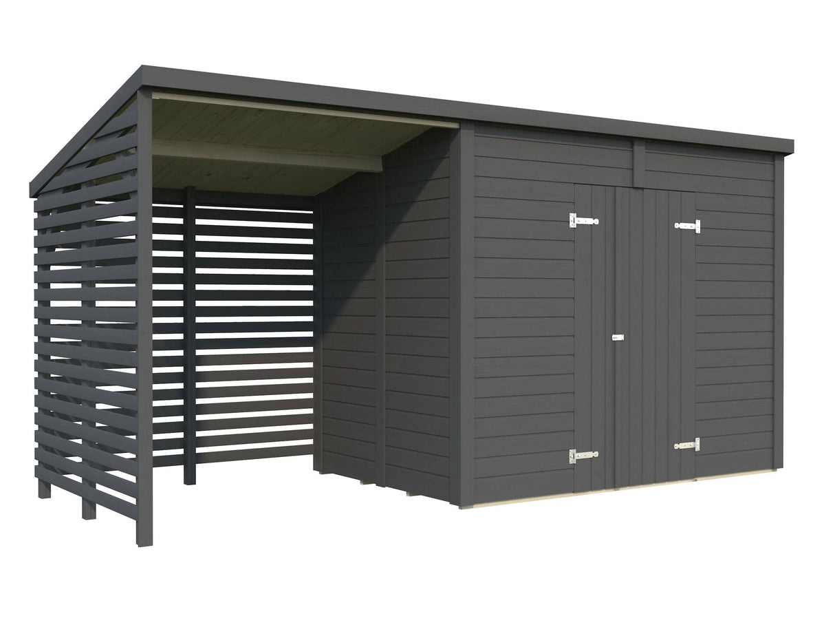 Leif XL (4.6x1.7m | 4.5+2.9m2) Spacious Garden Shed - Palmako UK