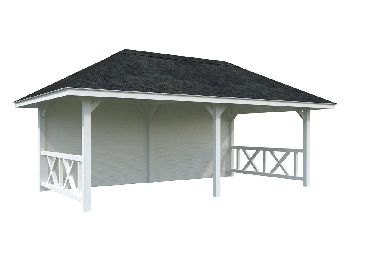 Bianca 108 (6x3m | 16.6m2) Double Gazebo With Solid Back Wall - Palmako UK