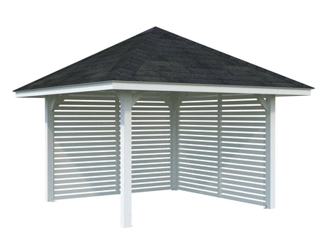 Bianca 102 (3x3m | 8.3m2) Corner Garden Gazebo With Louvre Walls - Palmako UK