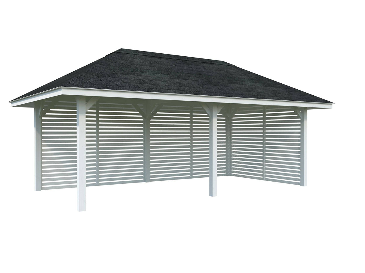 Bianca 109 (6x3m | 16.6m2) Large Corner Pavilion with Louvre Walls - Palmako UK