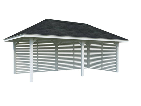 Bianca 109 (6x3m | 16.6m2) Large Corner Pavilion with Louvre Walls - Palmako UK