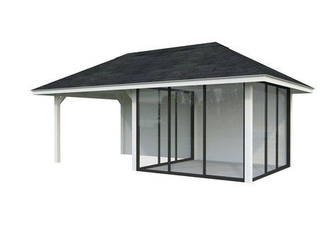 Bianca 206/506 (6x3m | 16.6m2) Garden Room With Three Sliding Glass Walls and Canopy (Double Glazing Available) - Palmako UK