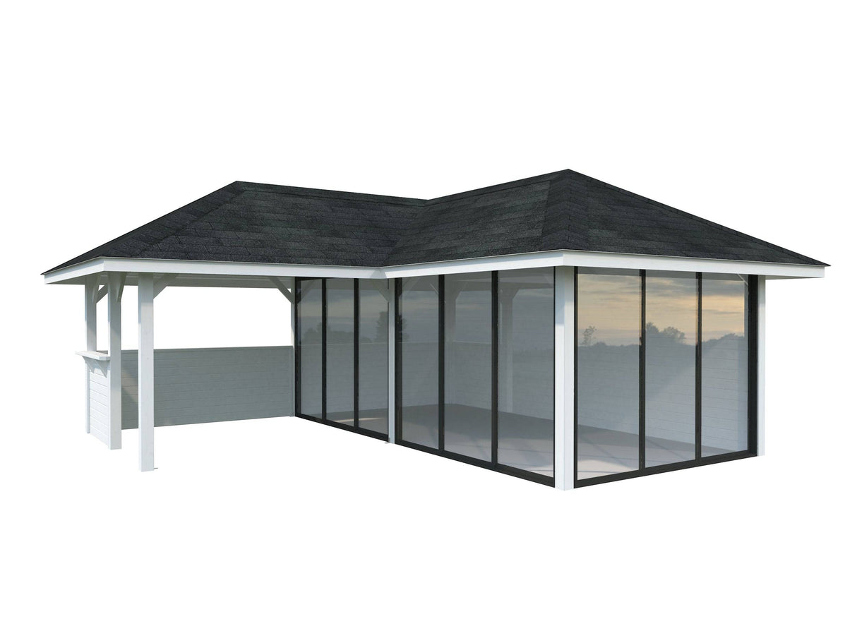 Bianca 223/523 (6x6m | 24.9m2) Glass Garden Room With Sliding Doors (Double Glazing Available) - Palmako UK