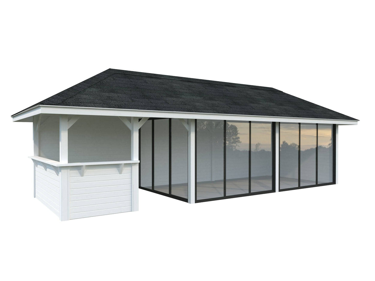Bianca 219/519 (9x3m | 24.9m2) Glass Garden Room With Sliding Doors (Double Glazing Available) - Palmako UK