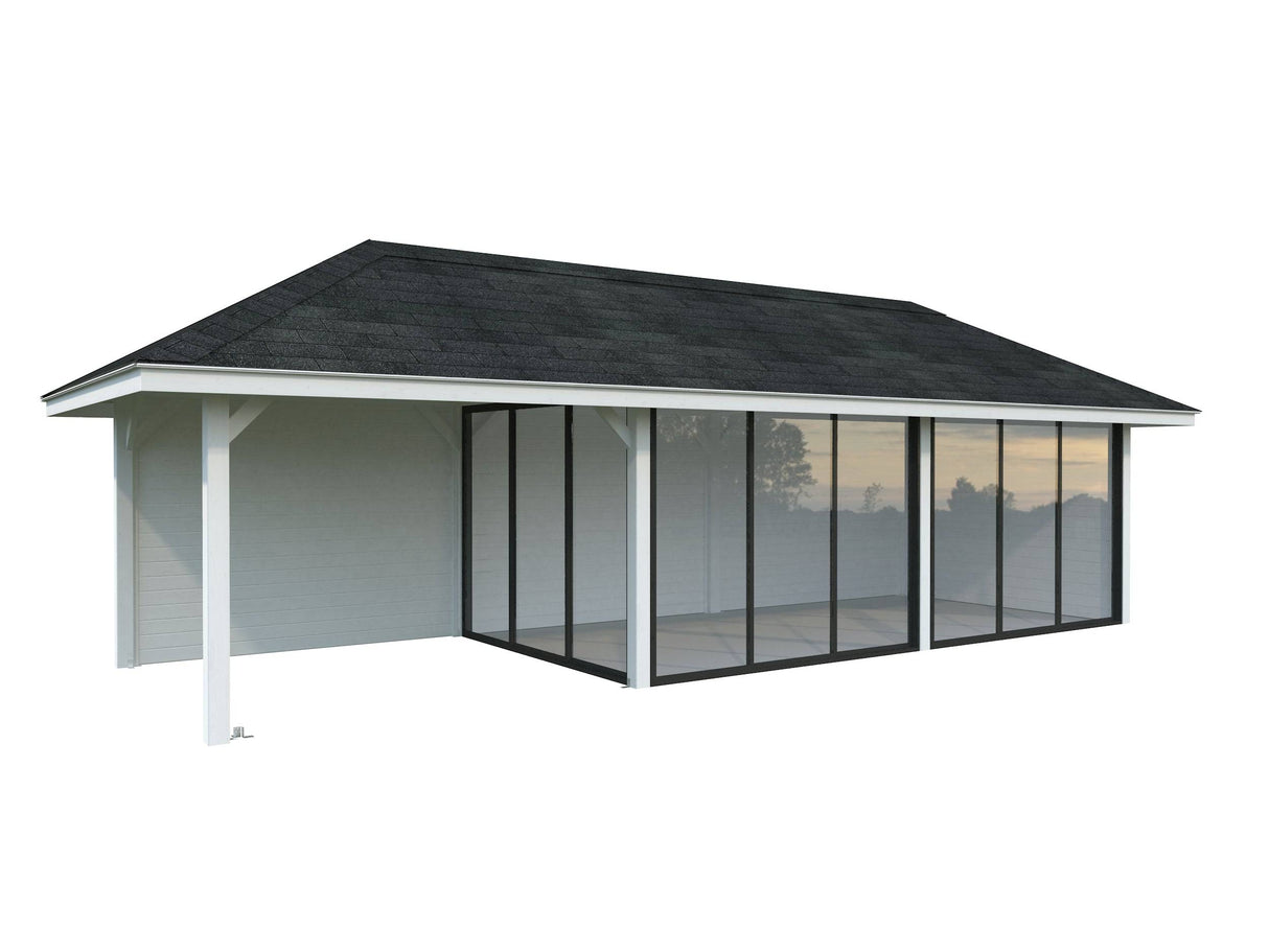 Bianca 217/517 (9x3m | 24.9m2) Glass Garden Room With Sliding Doors (Double Glazing Available) - Palmako UK