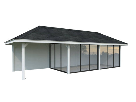 Bianca 217/517 (9x3m | 24.9m2) Glass Garden Room With Sliding Doors (Double Glazing Available) - Palmako UK