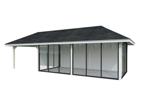Bianca 218/518 (9x3m | 24.9m2) Glass Garden Room With Sliding Doors (Double Glazing Available) - Palmako UK