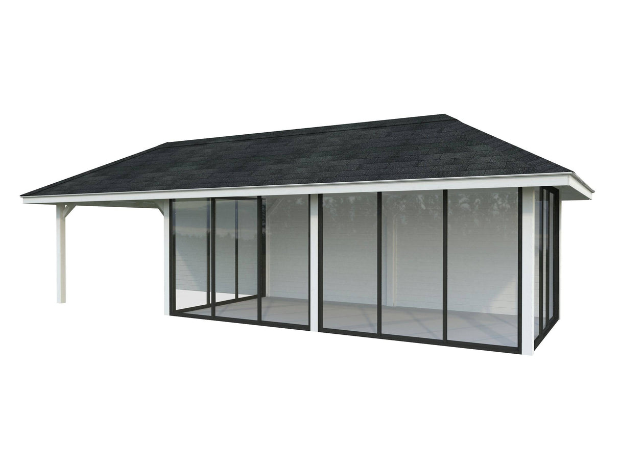 Bianca 218/518 (9x3m | 24.9m2) Glass Garden Room With Sliding Doors (Double Glazing Available) - Palmako UK