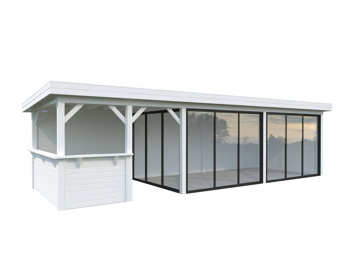 Lenna 419/719 (9x3m | 24.9m2) Glass Garden Room With Sliding Doors (Double Glazing Available) - Palmako UK