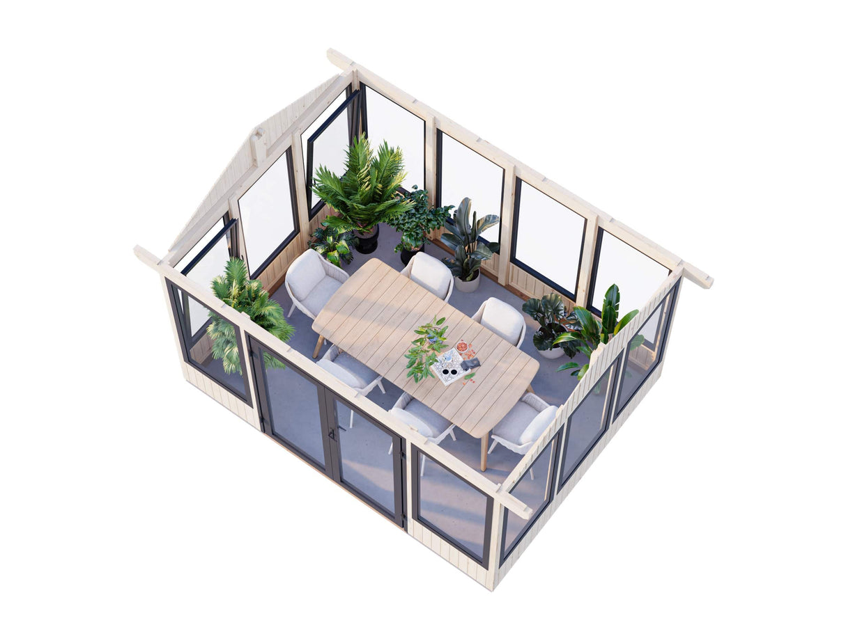 Isabella S (3x4m | 10,9m2 | 90mm) Modern Glass Pavilion with Aluminium Frames - Palmako UK