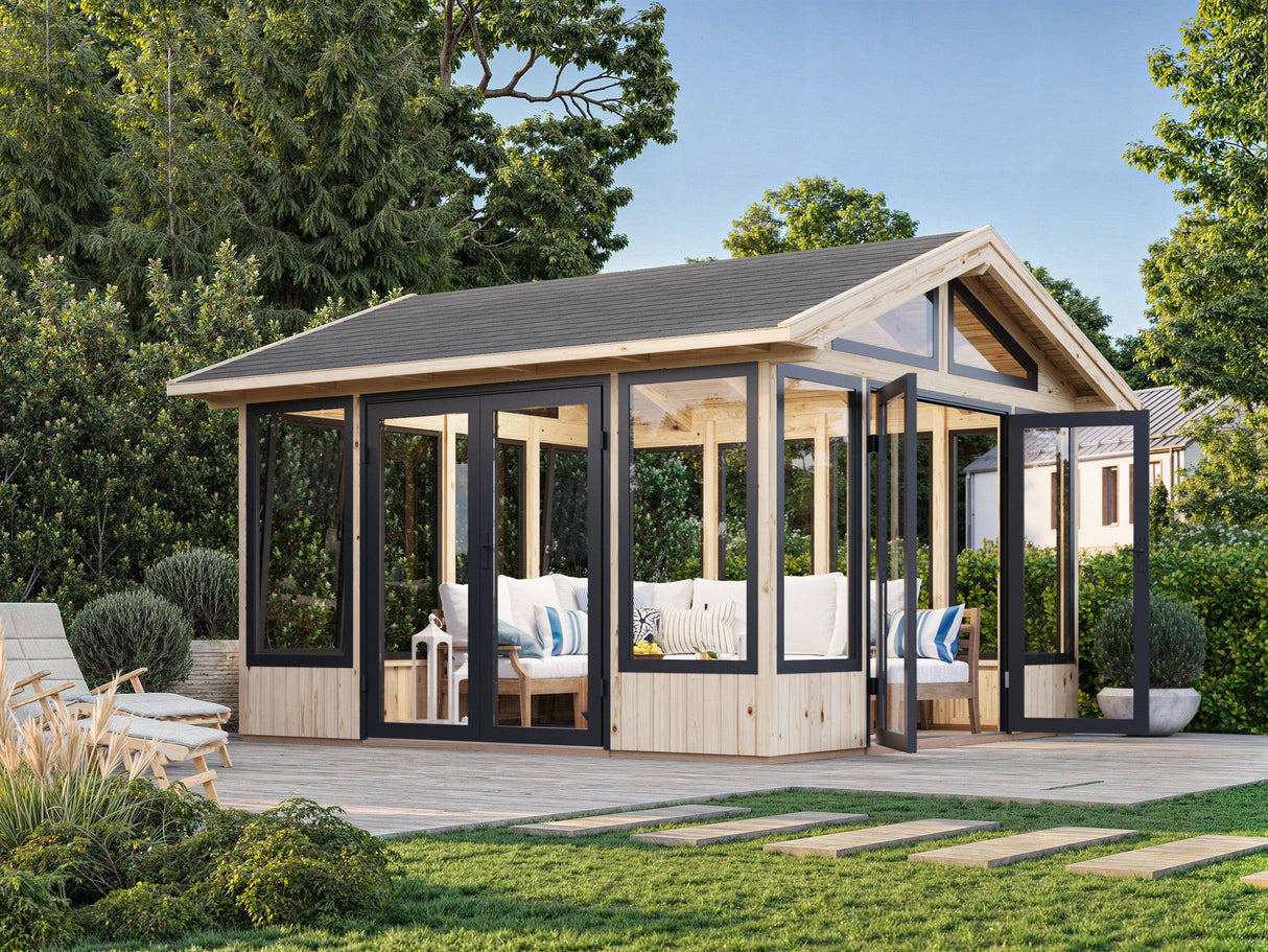 Isabella M (4x4m | 14,7m2 | 90mm) Modern Glass Pavilion with Aluminium Frames - Palmako UK