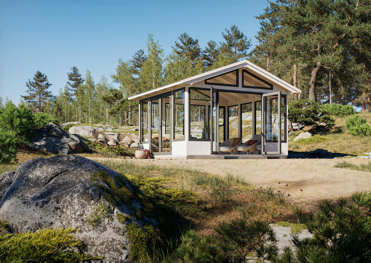 Isabella M (4x4m | 14,7m2 | 90mm) Modern Glass Pavilion with Aluminium Frames - Palmako UK