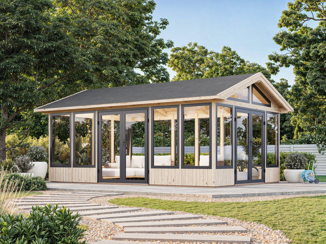 Isabella L (4x6m | 22,2m2 | 90mm) Modern Glass Pavilion with Aluminium Frames - Palmako UK