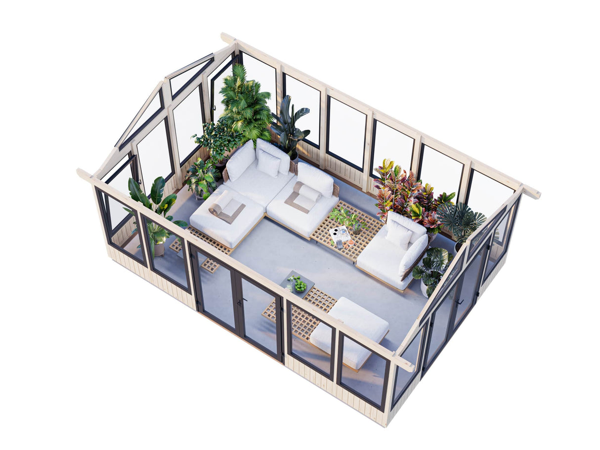 Isabella L (4x6m | 22,2m2 | 90mm) Modern Glass Pavilion with Aluminium Frames - Palmako UK