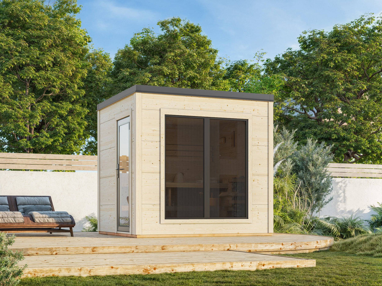 Grace Sauna S (2,5x2,3m | 5,3m2 | 56mm) Sturdy Engineered Timber Garden Sauna - Palmako UK