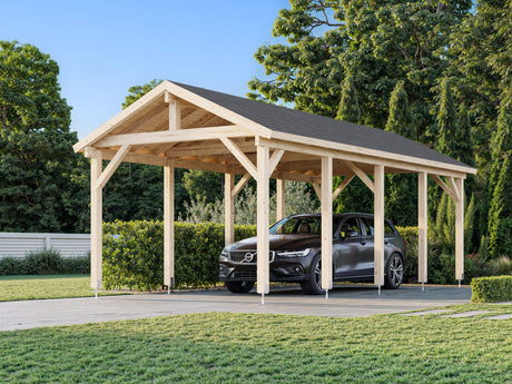 Robert L (3,2x7,3m | 23,1m2 | 120x120mm) Apex Roof Carport - Palmako UK
