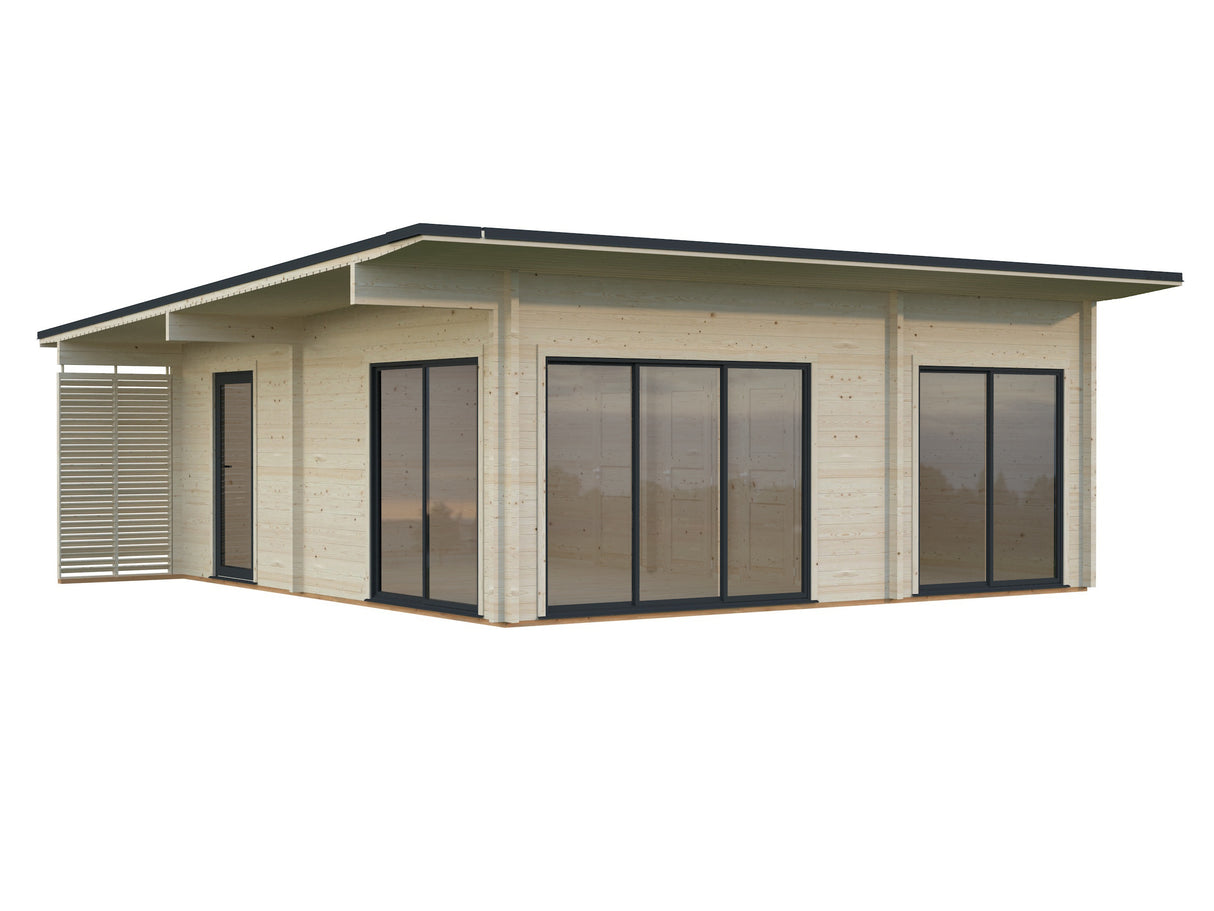 Cecilia XXXL (6,7x6,7m|39,9m2|70mm ) Modern 2-Bedroom Guesthouse Granny Annex Log Cabin