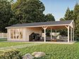 Irene M++ (9,8x5,7m | 19,0+33,2m2 | 44mm) Summer House with Large Canopy or Double Carport - Palmako UK