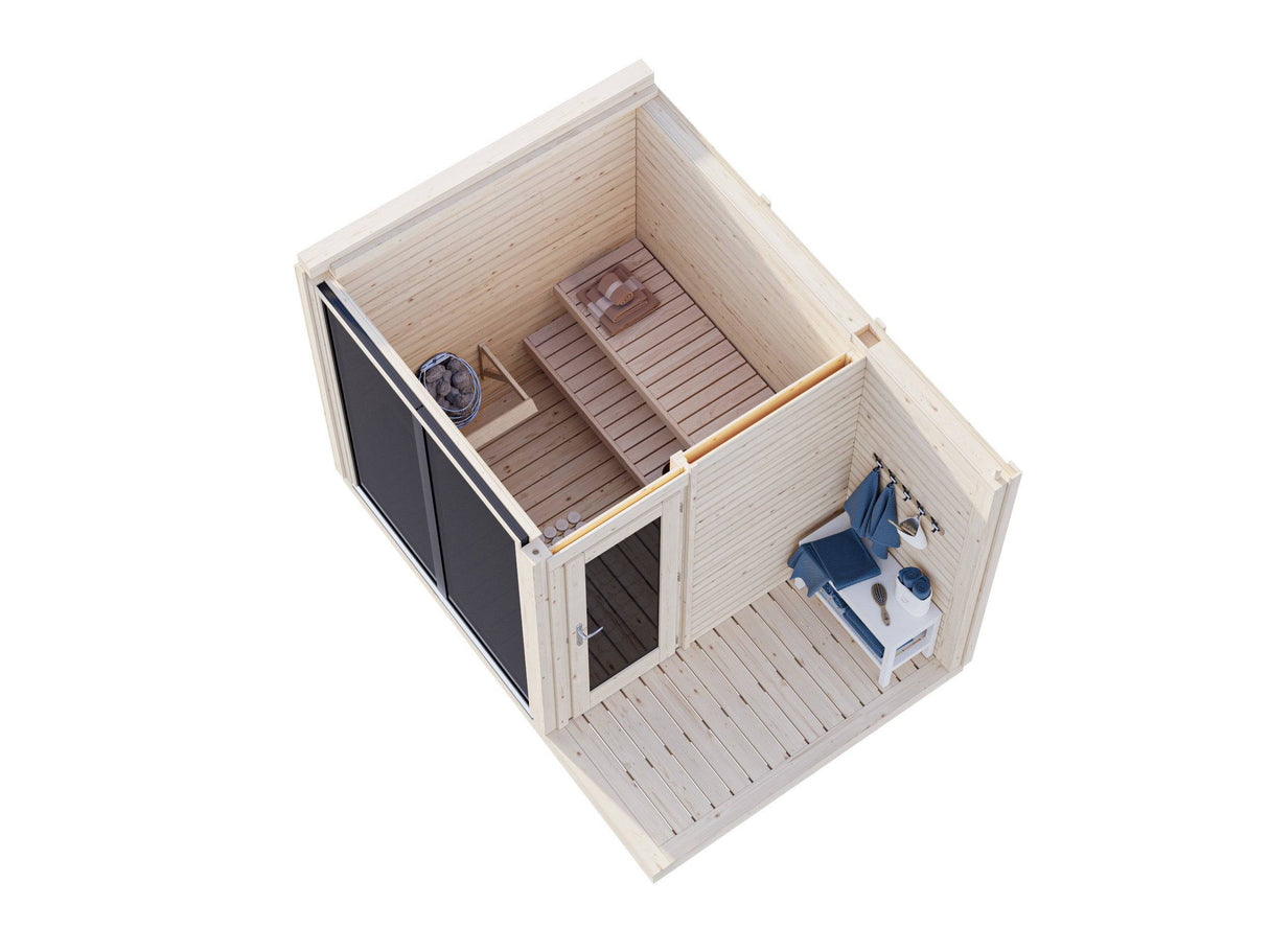 Sarah Sauna (3,2x2,2m | 3,8m2 | 16mm) Modern Garden Sauna with Tinted Glass - Palmako UK