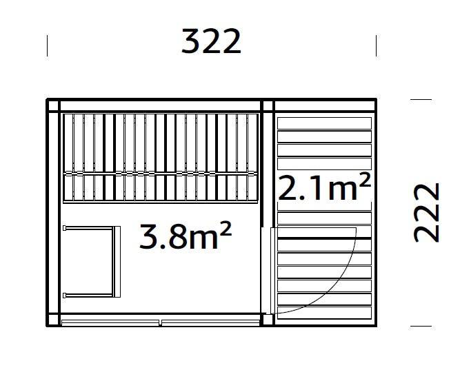 Sarah Sauna (3,2x2,2m | 3,8m2 | 16mm) Modern Garden Sauna with Tinted Glass - Palmako UK