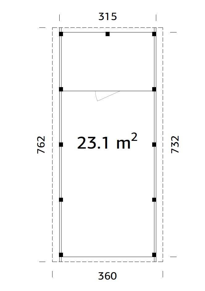 Karl L+ (3,2x7,3m | 23,1m2 | 120x120mm) Pent Roof Carport with Shed - Palmako UK