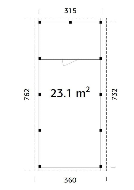 Karl L+ (3,2x7,3m | 23,1m2 | 120x120mm) Pent Roof Carport with Shed - Palmako UK