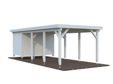 Karl L+ (3,2x7,3m | 23,1m2 | 120x120mm) Pent Roof Carport with Shed - Palmako UK