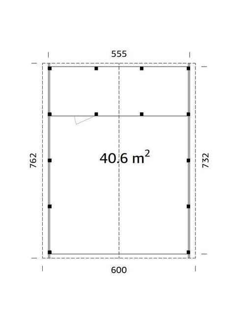 Robert XL+ (5,6x3,6m | 40,6m2 | 120x120mm) Two Car Carport with Shed - Palmako UK