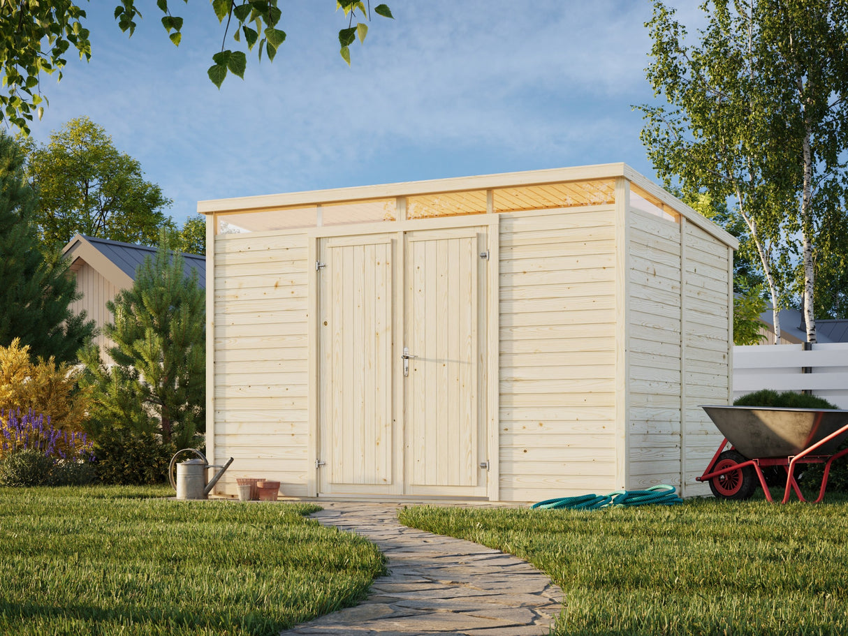 Elias M (3,3x2,3m|7,3m2|16mm ) Timber Garden Shed with High-Level Clerestory Windows