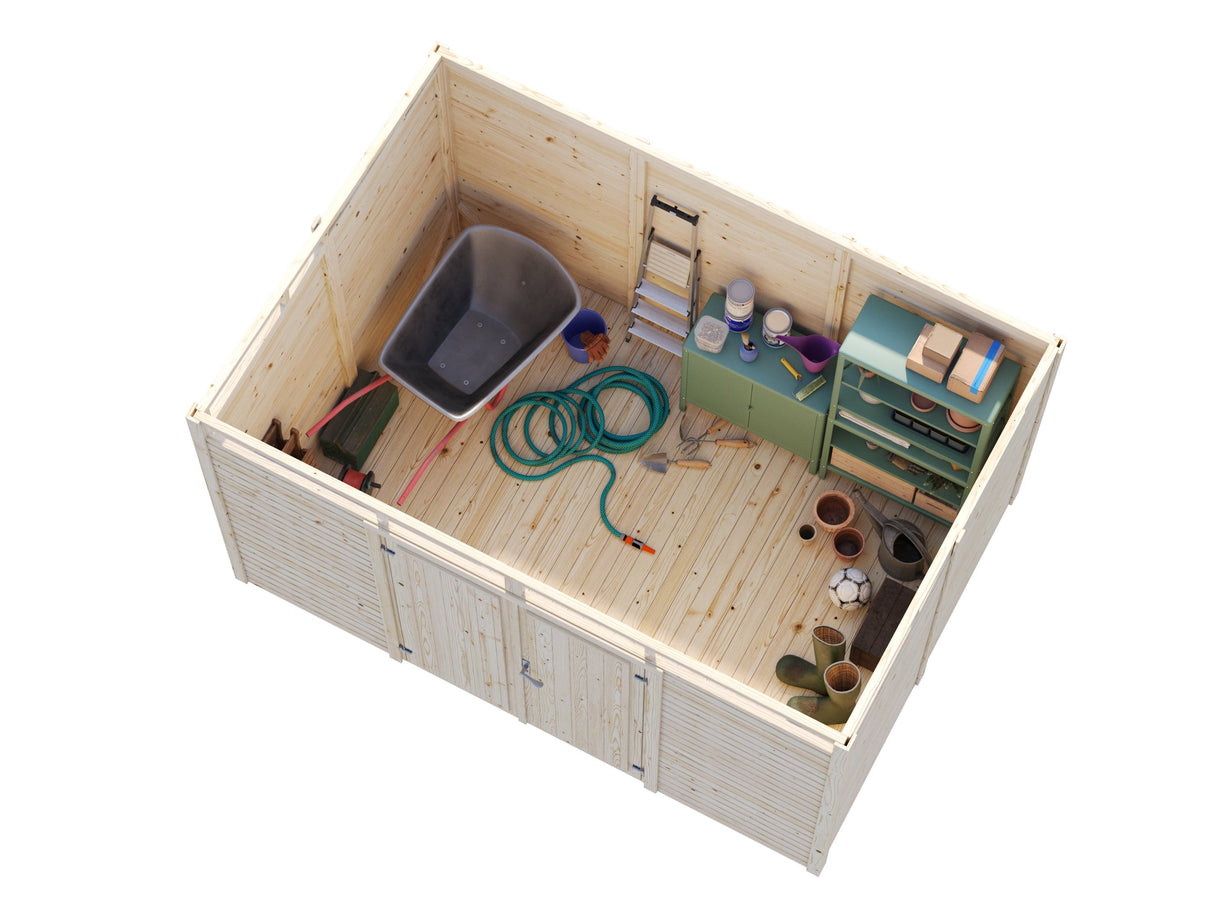 Elias M (3,3x2,3m|7,3m2|16mm ) Timber Garden Shed with High-Level Clerestory Windows