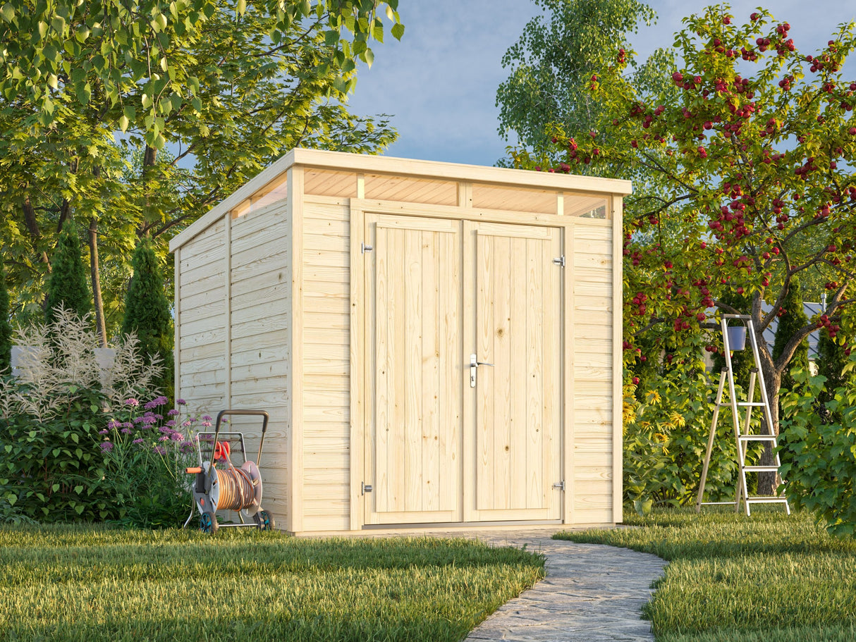 Elias S (2,2x2,3m|4,9m2|16mm ) Compact Wooden Storage Shed with High-Level Clerestory Windows