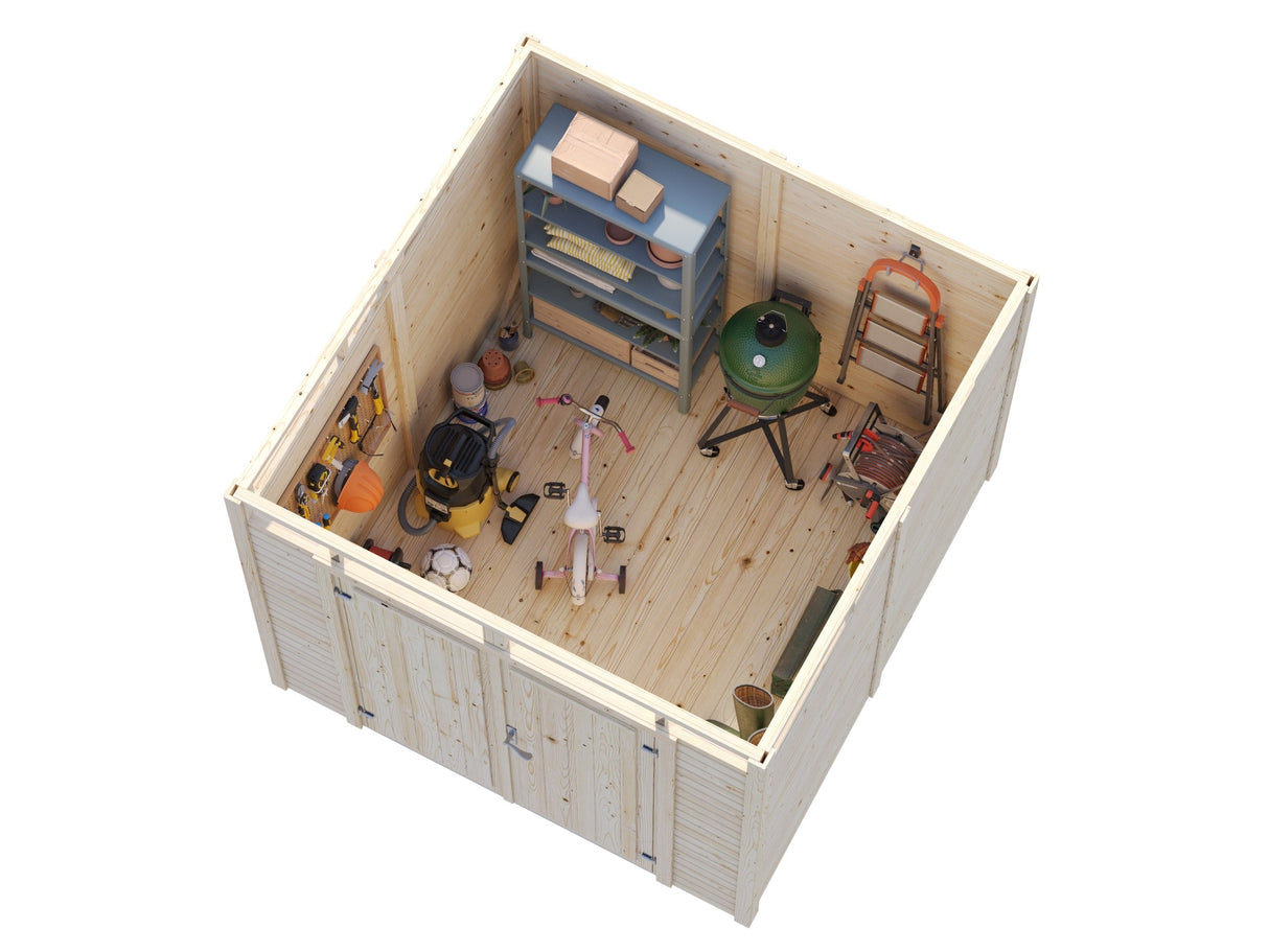 Elias S (2,2x2,3m|4,9m2|16mm ) Compact Wooden Storage Shed with High-Level Clerestory Windows