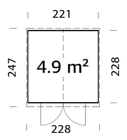 Elias S (2,2x2,3m|4,9m2|16mm ) Compact Wooden Storage Shed with High-Level Clerestory Windows