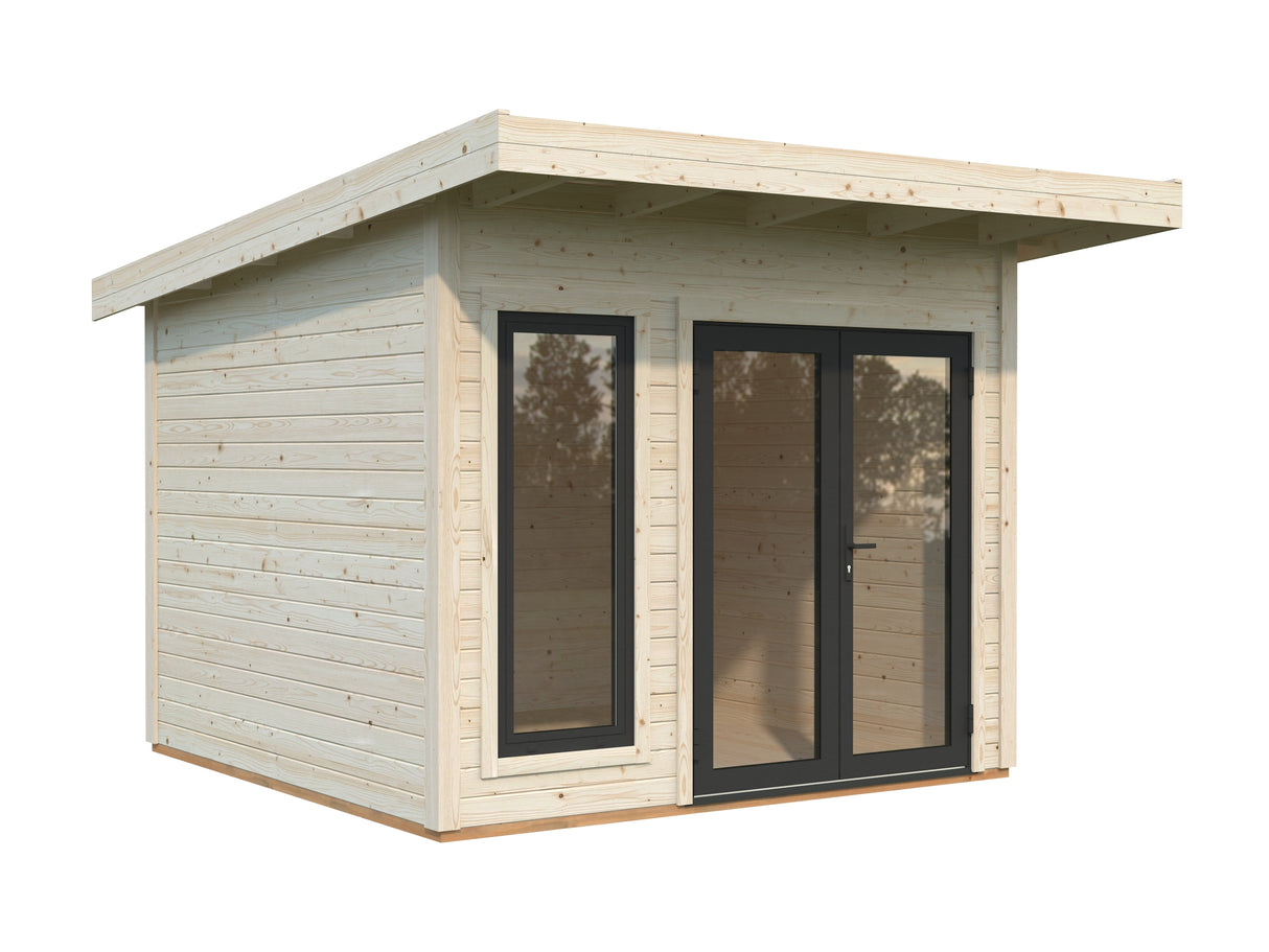 Aurelia XS (3x3m|8,4m2|44mm) Compact Modern Garden Office with Aluminium Doors and Windows