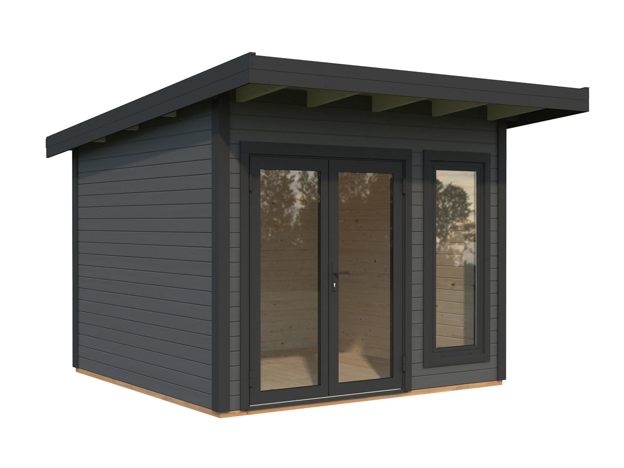 Aurelia XS (3x3m|8,4m2|44mm) Compact Modern Garden Office with Aluminium Doors and Windows