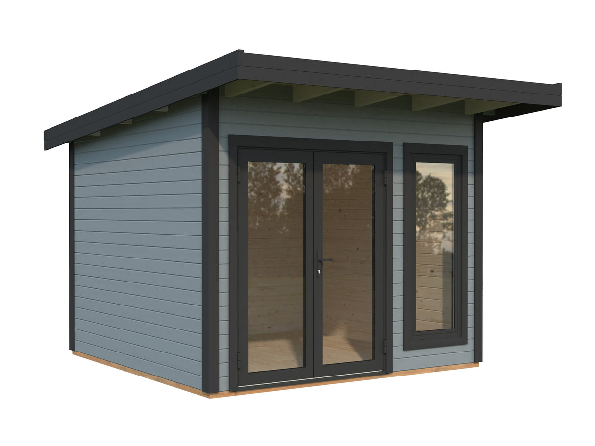 Aurelia XS (3x3m|8,4m2|44mm) Compact Modern Garden Office with Aluminium Doors and Windows