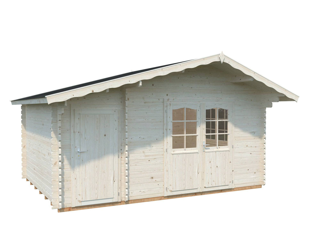 Emma XL (4.7x3.5m | 14.3m2 | 34mm) Alpine Garden Cabin with Side Storage Shed - Palmako UK