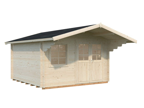 Sally M (3.8x3.8m | 12.3m2 | 44mm) Scandinavian Style Classic Log cabin With Overhang Roof - Palmako UK