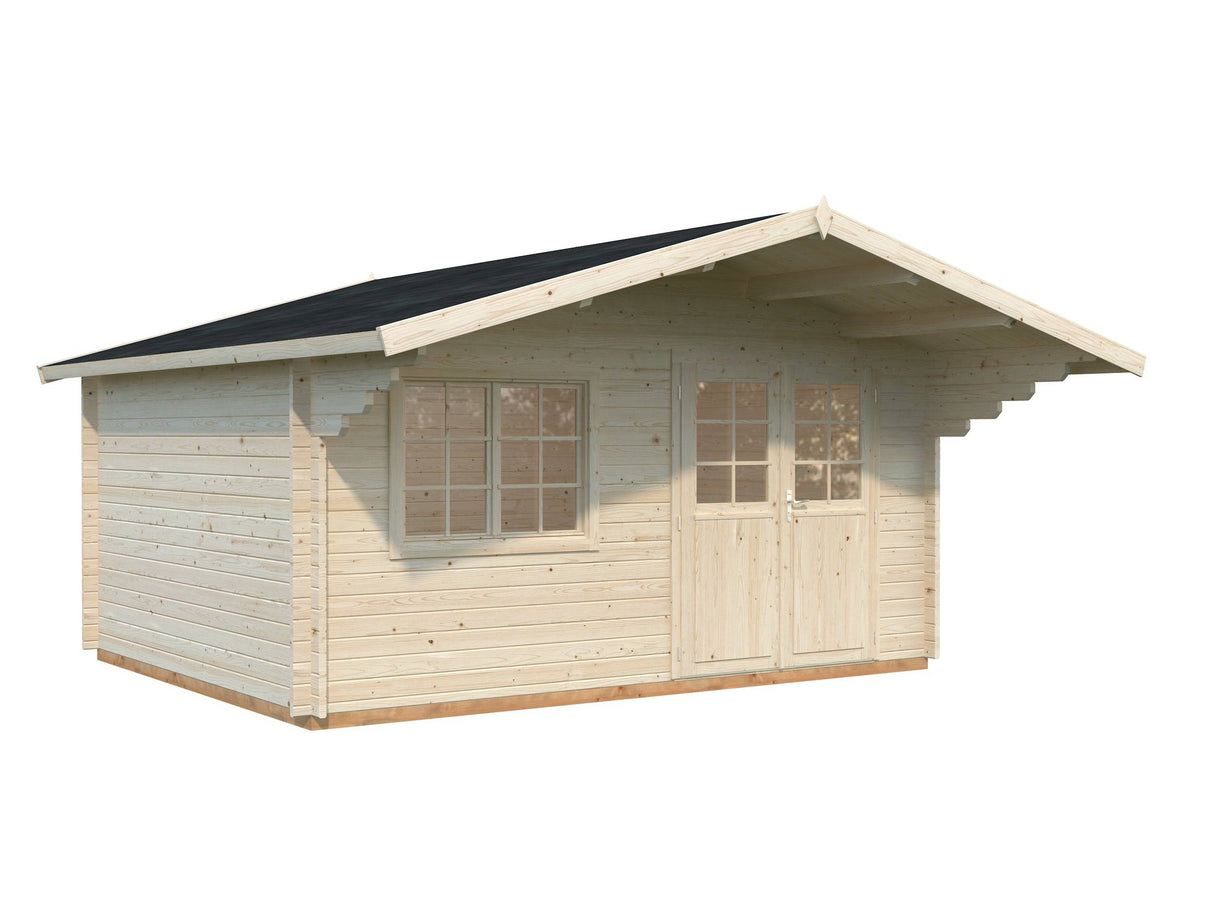 Sally L (4.7x3.8m | 15.5m2 | 44mm) Nordic Garden Log Cabin with Overhang Roof - Palmako UK