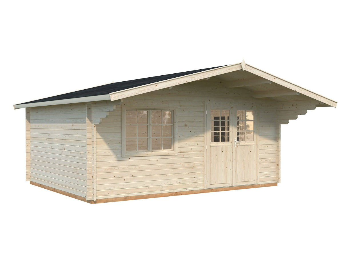 Sally XL (5.3x4.1m | 19.1m2 | 44mm) Large Scandinavian Style Log Cabin with an Overhang Roof - Palmako UK