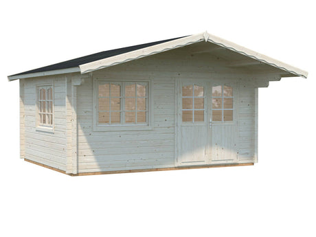 Helena S (4.7x3.8m | 15.1m2 | 70mm) Double Glazed Heavy Duty Garden Log Cabin with Roof Overhang - Palmako UK