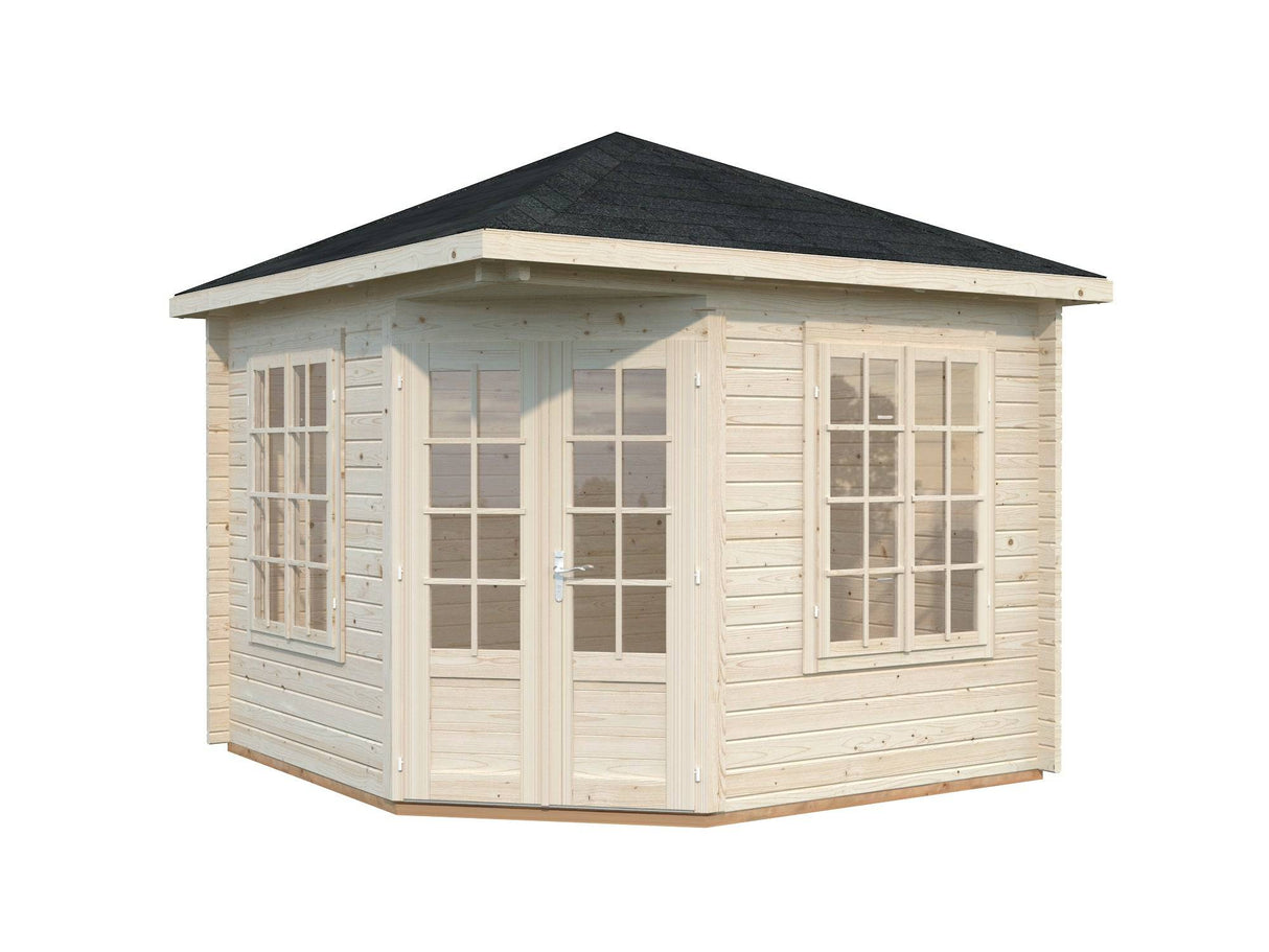 Melanie XS (2.8x2.8m | 6.9m2 | 44mm) Heavy Duty Corner Summer House - Palmako UK