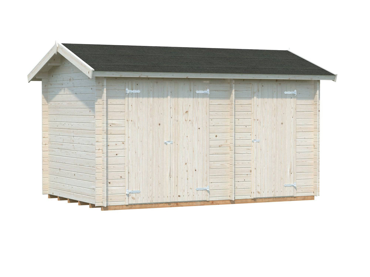Jari M (4.1x2.6m | 8.9m2 | 28mm) Traditional Two Room Garden Log Shed - Palmako UK